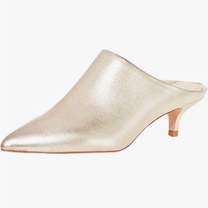 Pour la Victoire Korrine Gold Champagne Leather Heel Mules. Sue 8.5 NWT